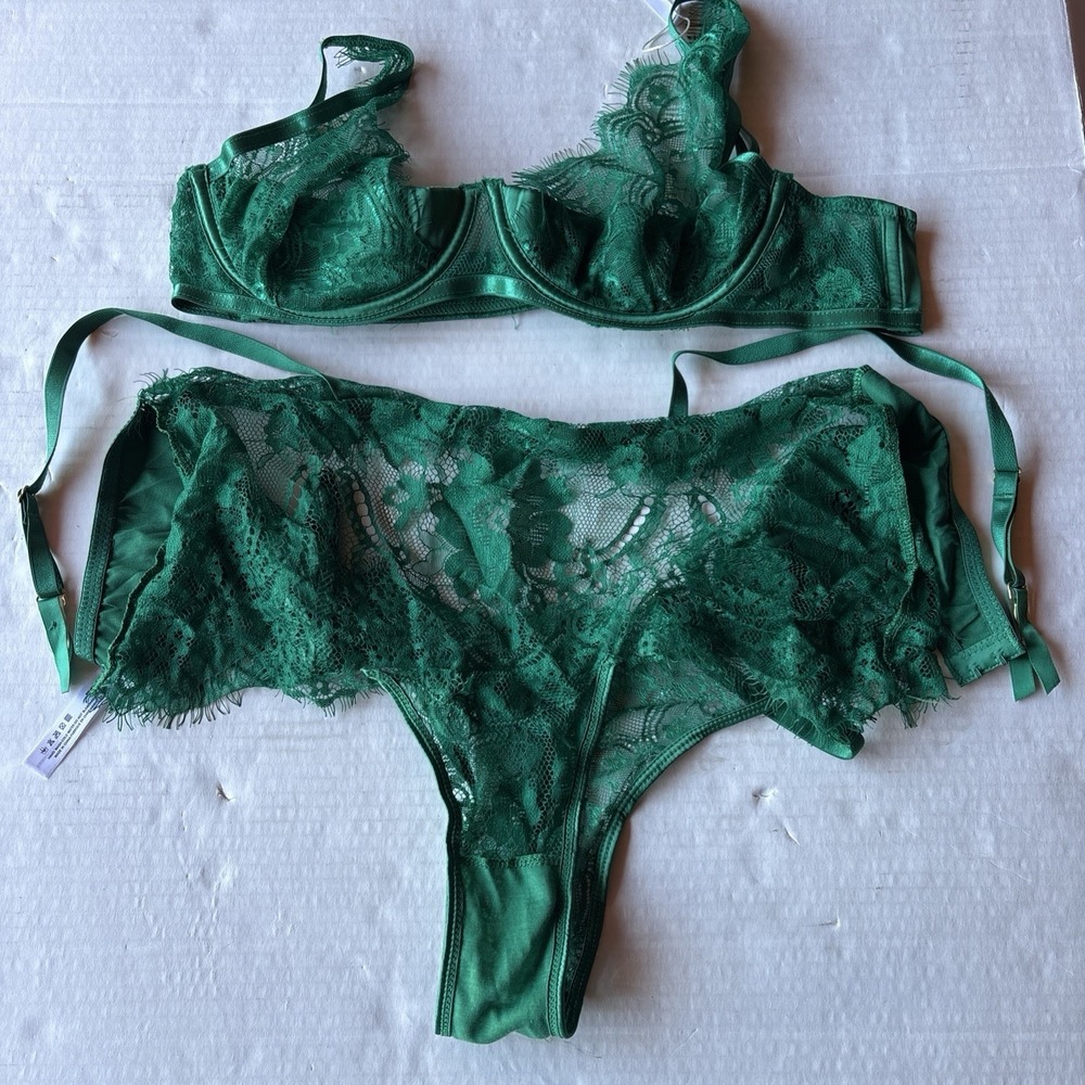 OH LA LA CHERIE LINGERIE SET Sexy Emerald Green 2 PIECE Size Large Georgia Style